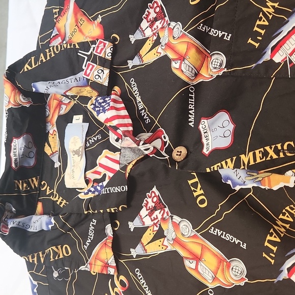 Route 66 Themed Black Button Up Shirt - Picture 2 of 5